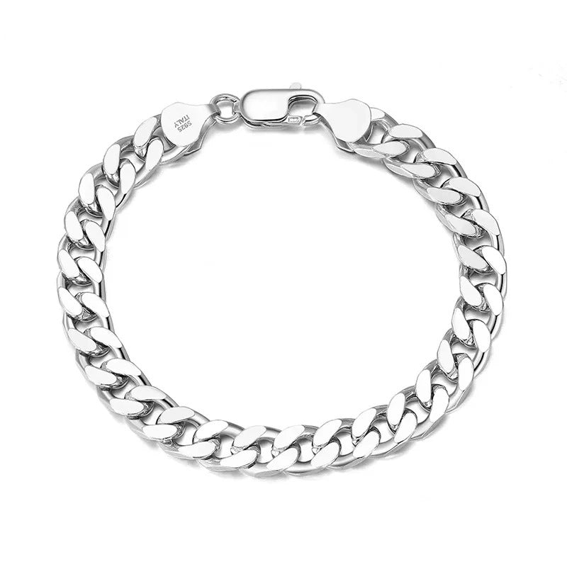 Bracelet Homme Argent Luxe De Chaîne Cubaine En Sterling 925 - Bijoux De Lune