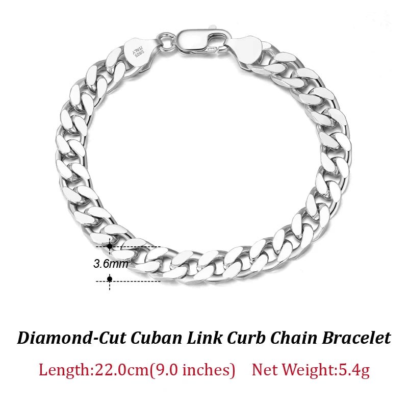 Bracelet Homme Argent Luxe De Chaîne Cubaine En Sterling 925 - Bijoux De Lune