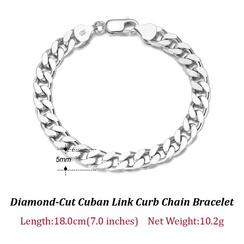 Bracelet Homme Argent Luxe De Chaîne Cubaine En Sterling 925 - Bijoux De Lune