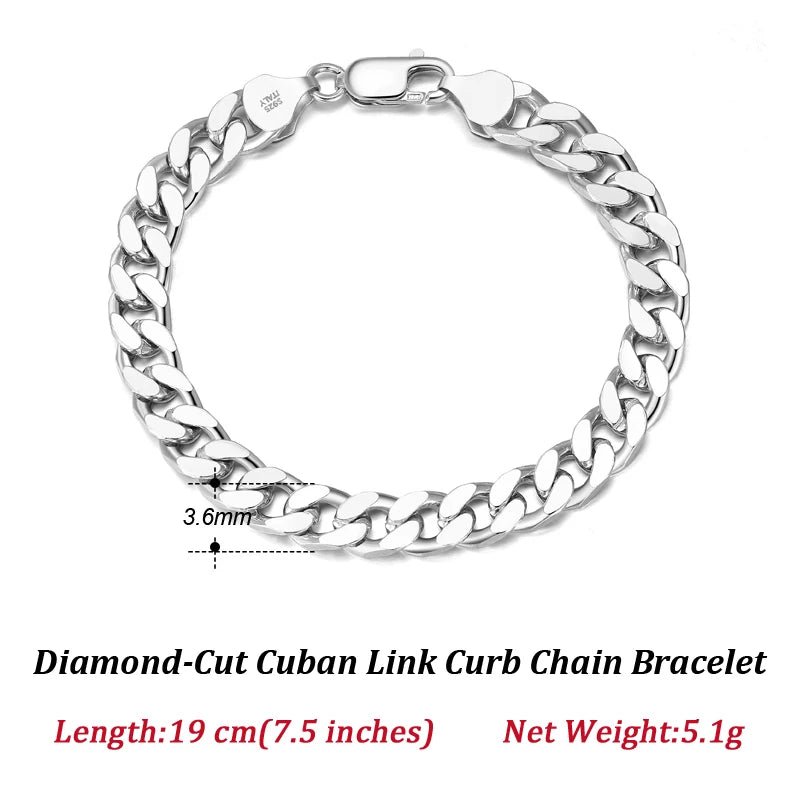 Bracelet Homme Argent Luxe De Chaîne Cubaine En Sterling 925 - Bijoux De Lune