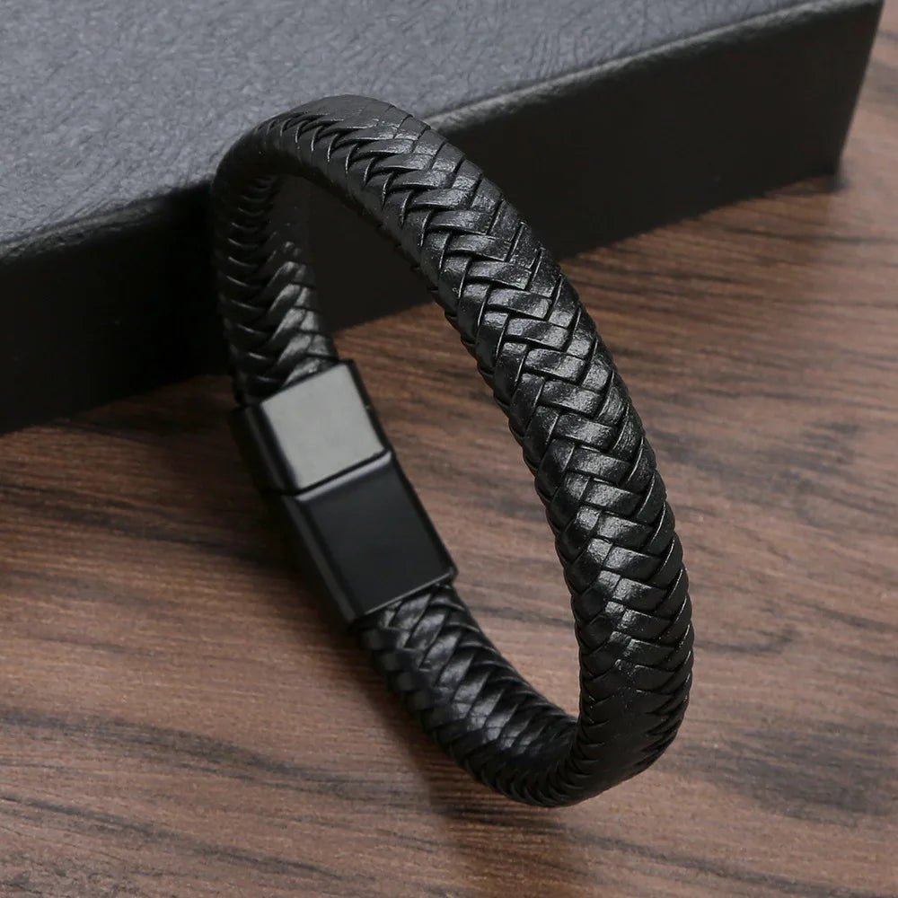Bracelet Homme Cuir Luxe Tressé Vintage Classique - Bijoux De Lune