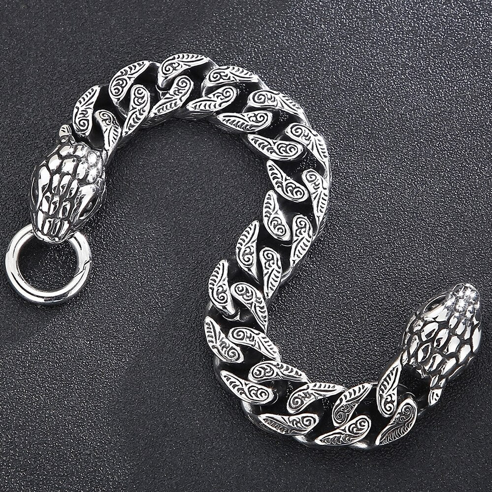 Bracelet Homme Luxe Cool à Tête De Serpent - Bijoux De Lune