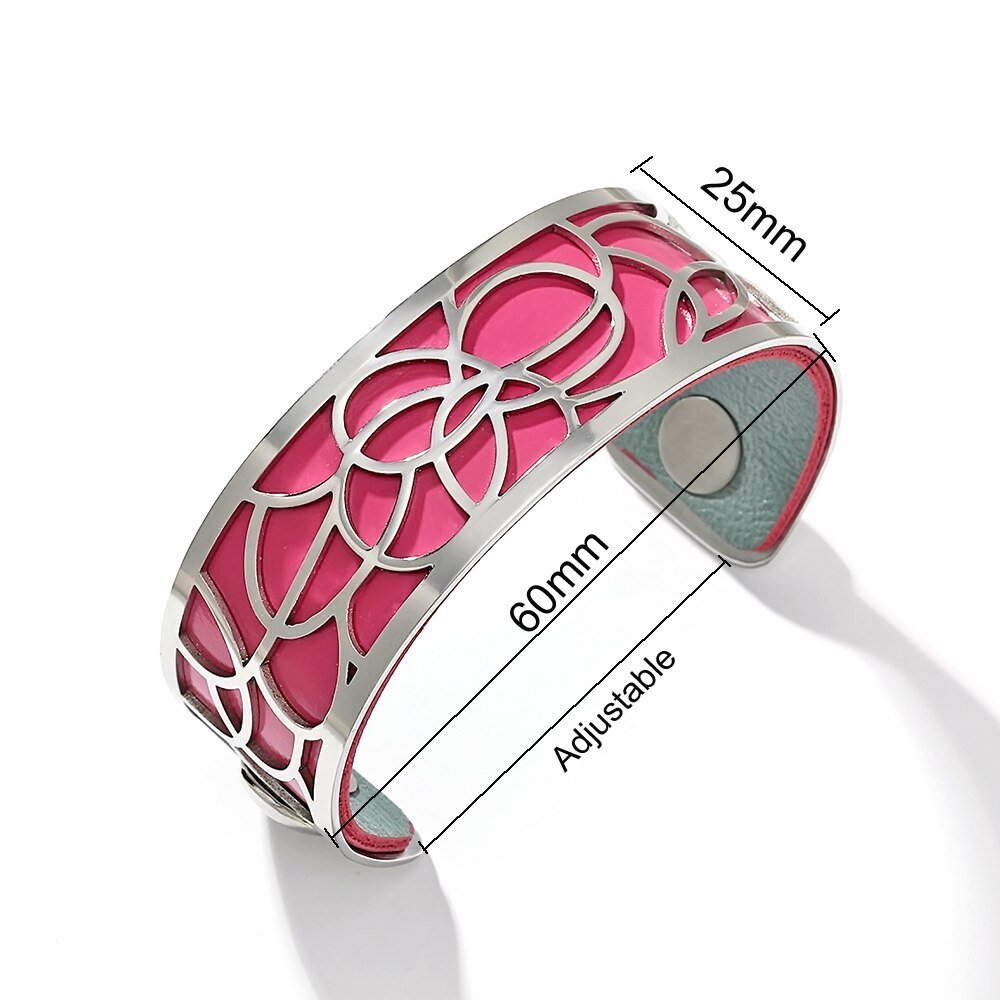 Bracelet Manchettes Femme à Motif Floral Multicolore Personnalisable 25mm - Bijoux De Lune