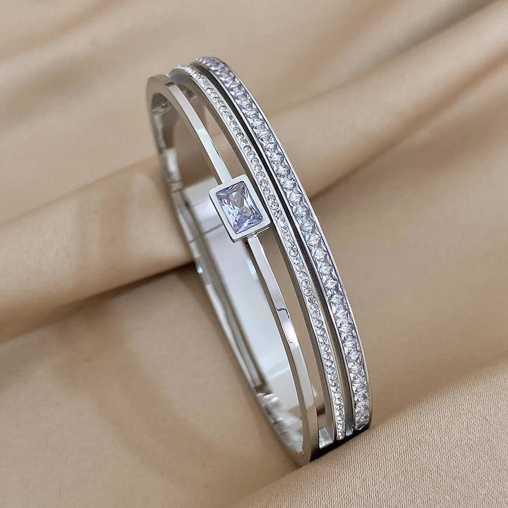 Bracelet Manchettes Femme Acier de Luxe Or Argent - Bijoux De Lune