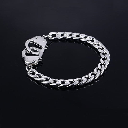 Bracelet Menotte Pour Hommes Et Couples En Acier Inoxydable Style Punk - Bijoux De Lune