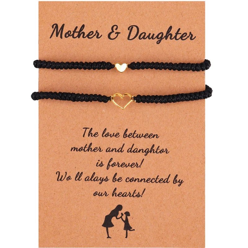 Bracelet Mere Fille En Forme De Cœur Corde Tressée - Bijoux De Lune