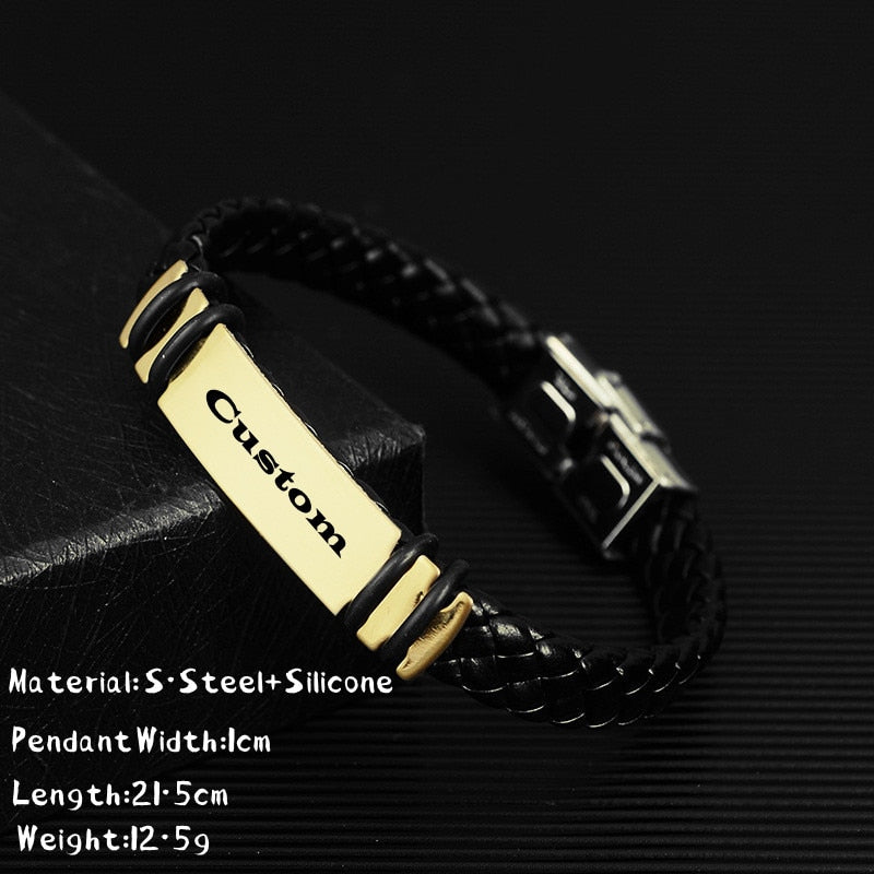 Bracelet Personnalisé Homme Cuir, Acier Et Silicone - Bijoux De Lune