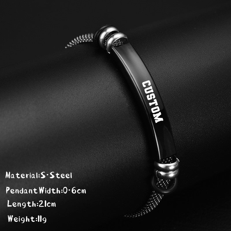 Bracelet Personnalisé Homme Cuir, Acier Et Silicone - Bijoux De Lune