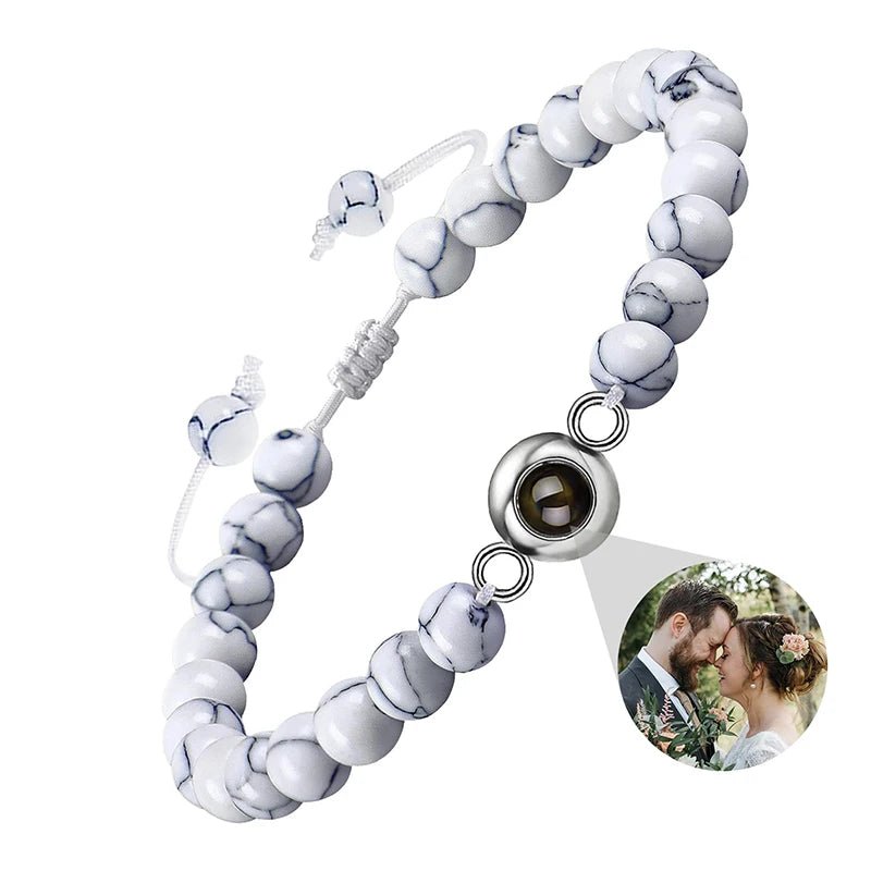 Bracelet Photo Personnalisé Homme En Perles - Bijoux De Lune