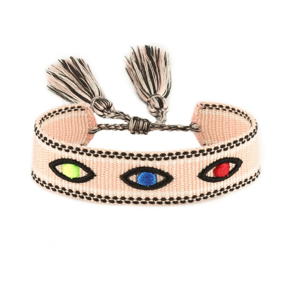 Bracelet Réglable Enveloppant Pour Femme Avec Pompons Et Lettres Brodées Pour Amies - Bijoux De Lune