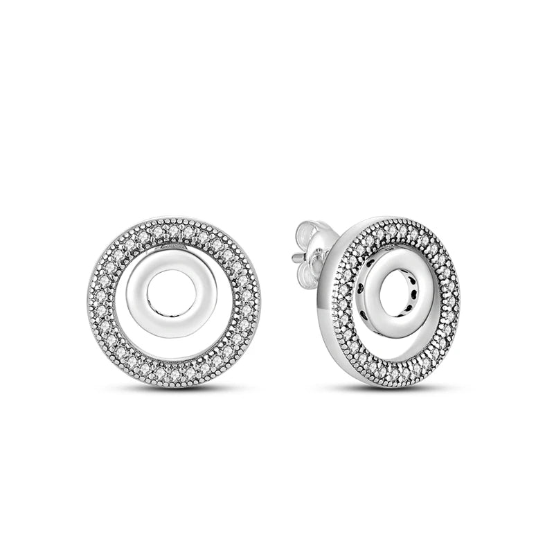 Créole Argent Zircon Boucles D'oreilles En Sterling 925 Avec Différents Symboles - Bijoux De Lune
